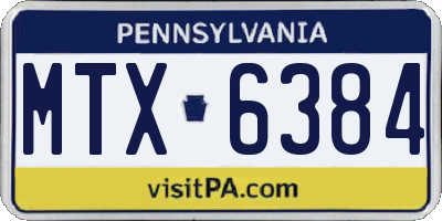 PA license plate MTX6384