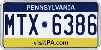 PA license plate MTX6386
