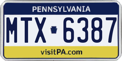PA license plate MTX6387