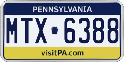PA license plate MTX6388