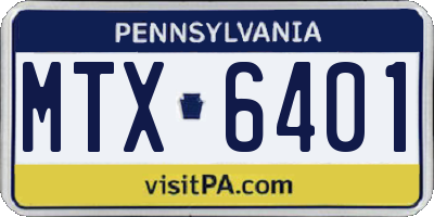 PA license plate MTX6401
