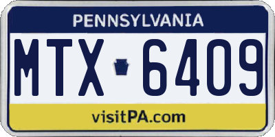 PA license plate MTX6409