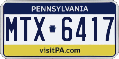 PA license plate MTX6417