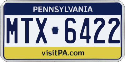 PA license plate MTX6422