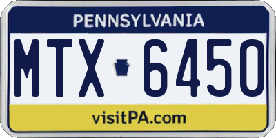 PA license plate MTX6450