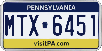PA license plate MTX6451