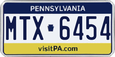 PA license plate MTX6454