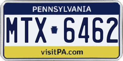 PA license plate MTX6462