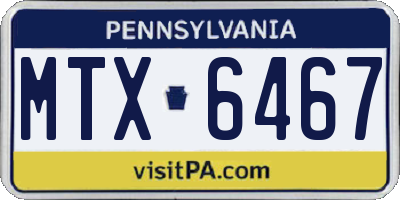 PA license plate MTX6467