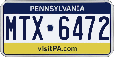 PA license plate MTX6472
