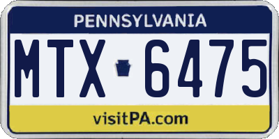 PA license plate MTX6475