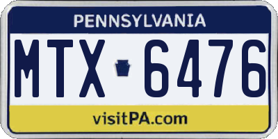PA license plate MTX6476