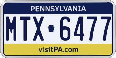 PA license plate MTX6477