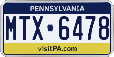 PA license plate MTX6478
