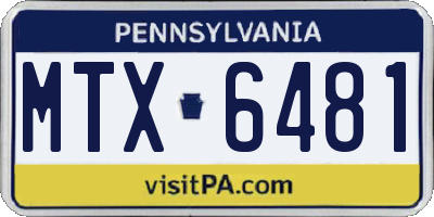 PA license plate MTX6481
