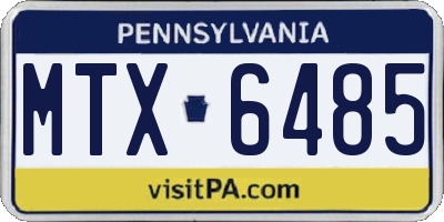 PA license plate MTX6485