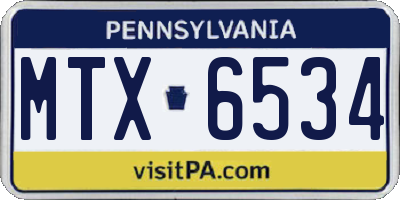 PA license plate MTX6534