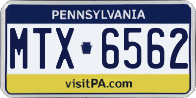 PA license plate MTX6562