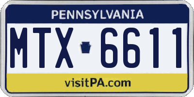PA license plate MTX6611