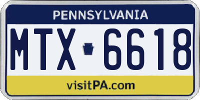 PA license plate MTX6618
