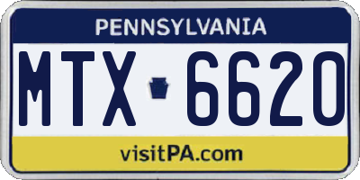 PA license plate MTX6620