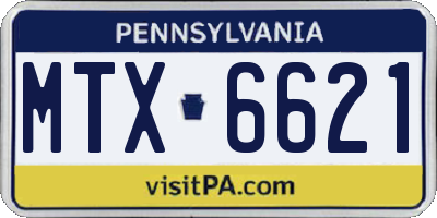 PA license plate MTX6621