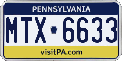 PA license plate MTX6633