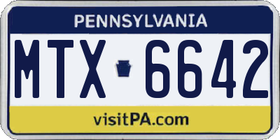 PA license plate MTX6642