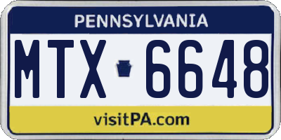 PA license plate MTX6648