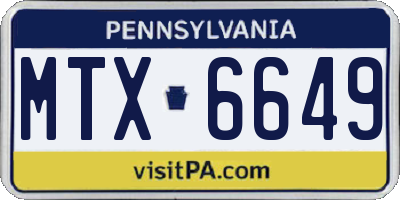PA license plate MTX6649