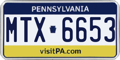 PA license plate MTX6653