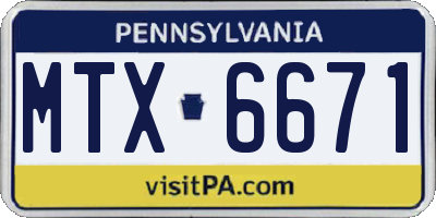 PA license plate MTX6671
