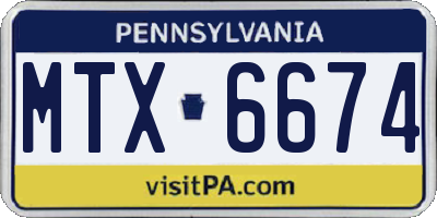 PA license plate MTX6674