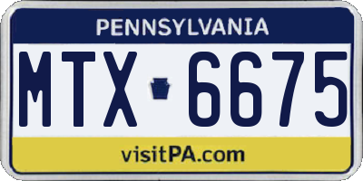 PA license plate MTX6675