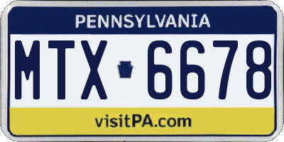 PA license plate MTX6678