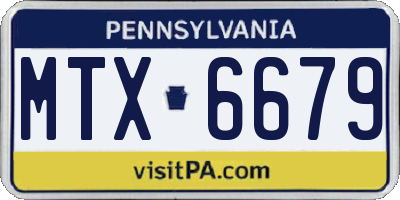 PA license plate MTX6679