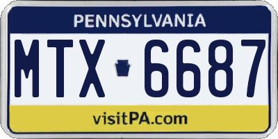PA license plate MTX6687