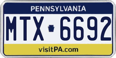PA license plate MTX6692