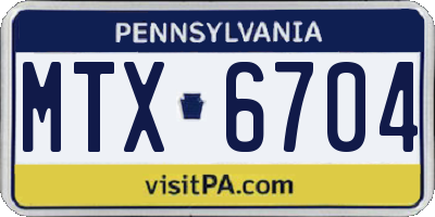 PA license plate MTX6704