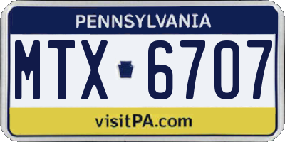 PA license plate MTX6707
