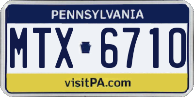 PA license plate MTX6710