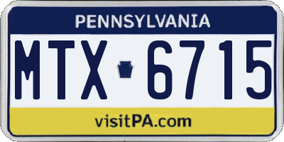PA license plate MTX6715