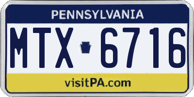 PA license plate MTX6716