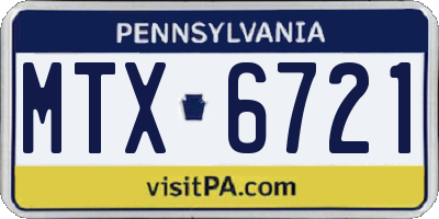 PA license plate MTX6721