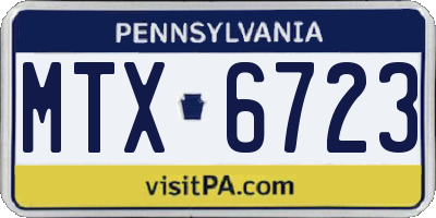 PA license plate MTX6723