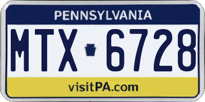 PA license plate MTX6728