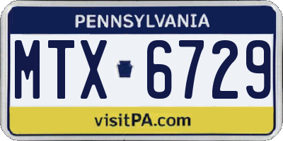 PA license plate MTX6729