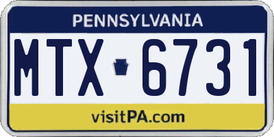 PA license plate MTX6731