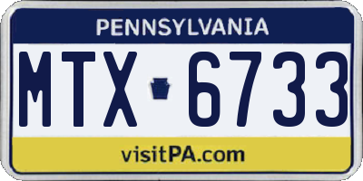 PA license plate MTX6733