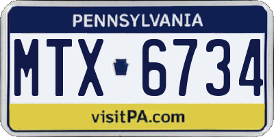 PA license plate MTX6734